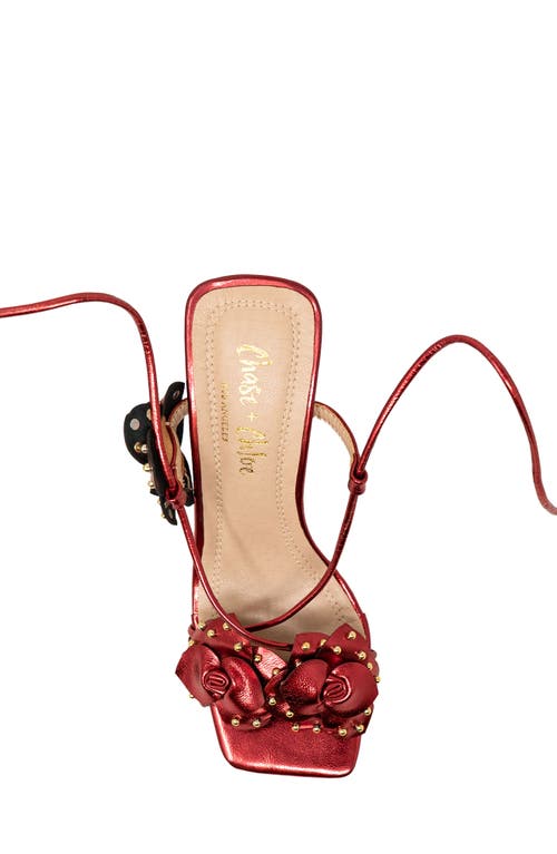 Chase & Chloe Chase And Chloe Studded Rosette Ankle Tie Sandal