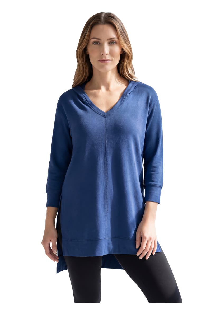 French Terry Tunic Hoodie, Main, color, EVENING BLUE