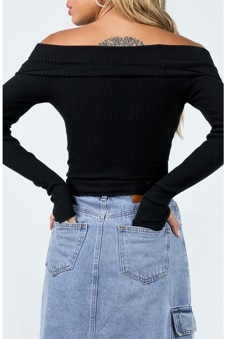 Morley Off the Shoulder Rib Sweater, Alternate, color, B LACK