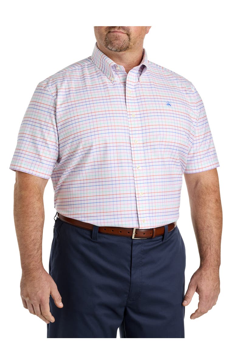 Brooks Brothers Big & Tall  Non-Iron Plaid Oxford Sport Shirt, Main, color, Multi Tattersall