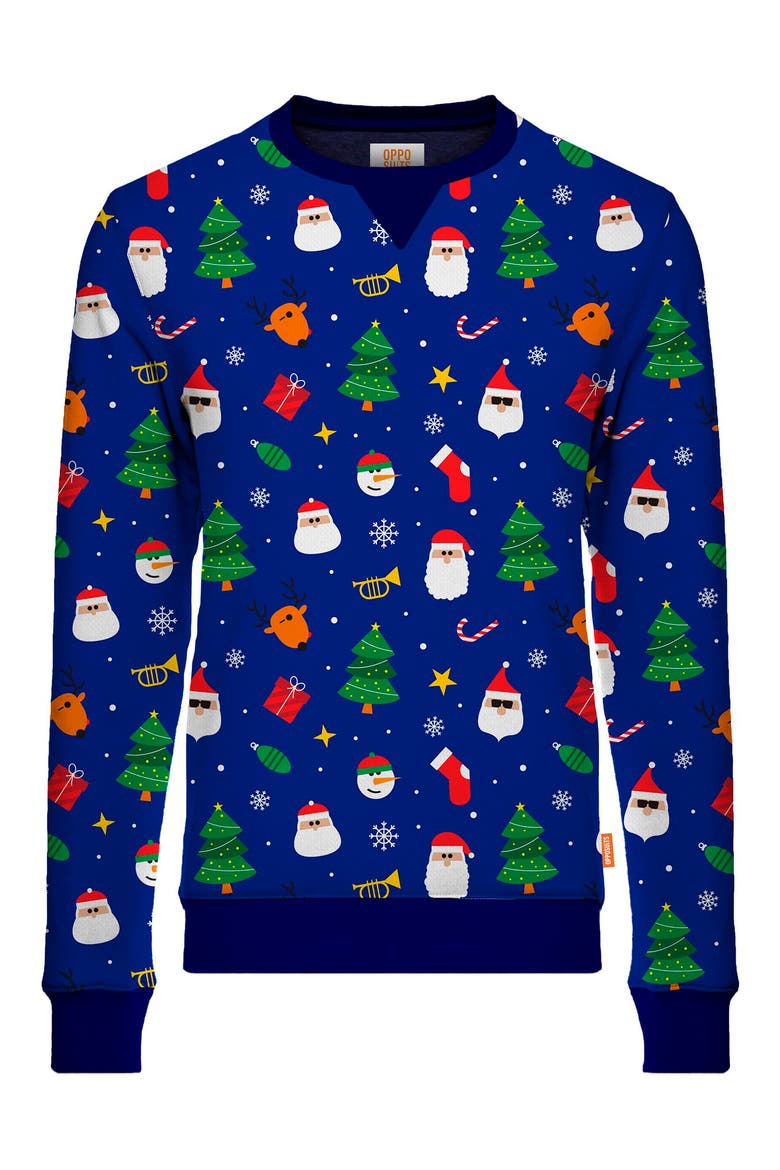X-Mas Festivity Long Sleeve Sweater, Alternate, color, BLUE