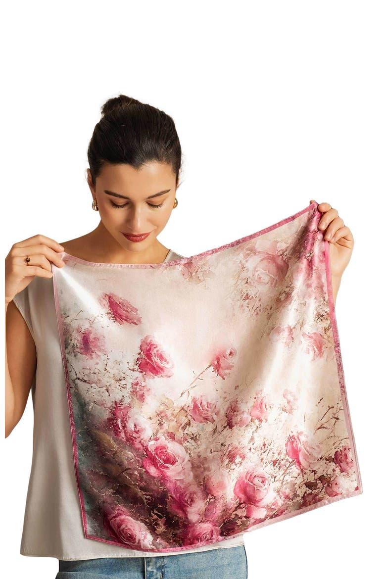 Pure Silk Delicate Square Scarf, Alternate, color, Medium Pink