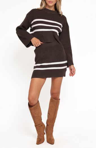 Sara Stripe Rib Crop Sweater & Miniskirt Set