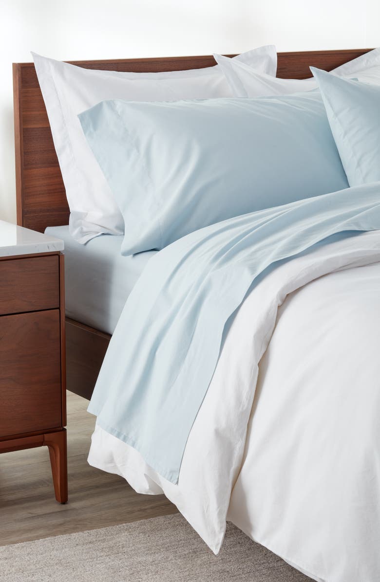 Nordstrom Organic Cotton Percale Fitted Sheet, Alternate, color, Blue Drift