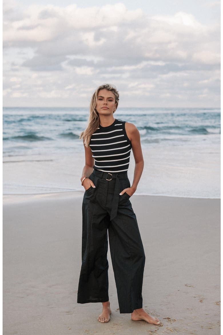 Margot Stripe Ribbed Tank, Alternate, color, BLACK STRIPE