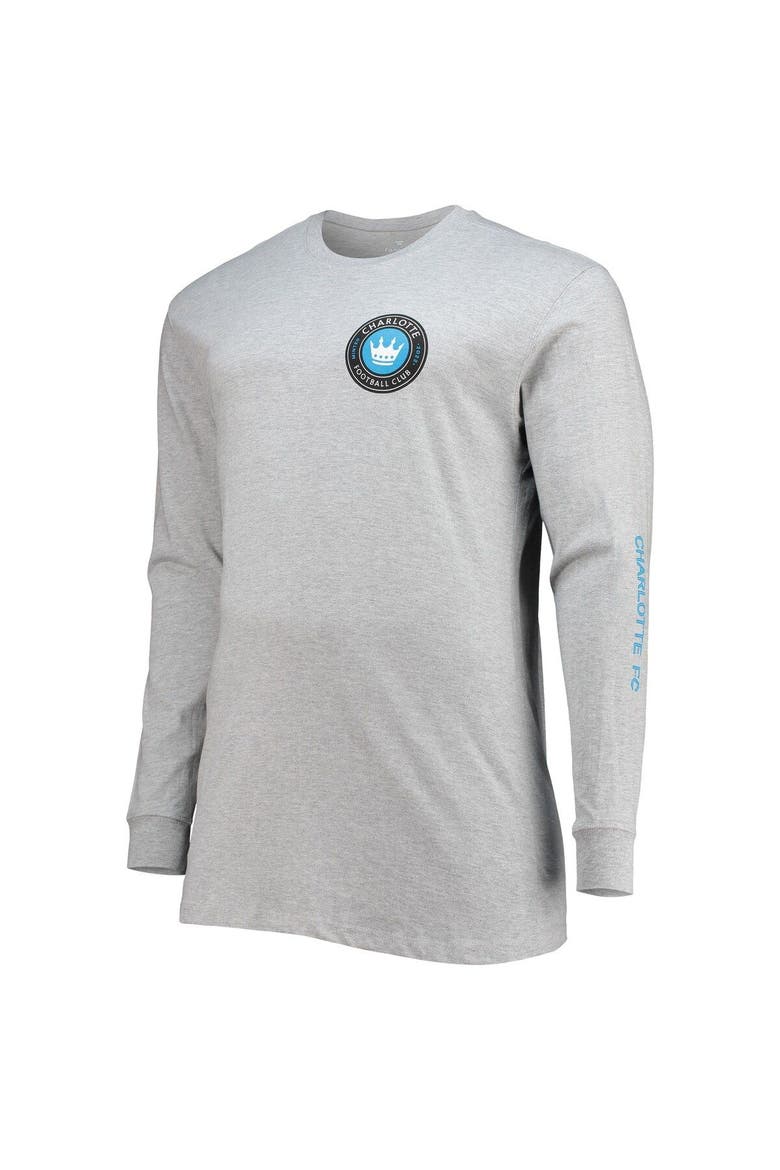 Men's Heathered Gray Charlotte FC Big & Tall Combo Long Sleeve T-Shirt, Alternate, color, Heather Gray