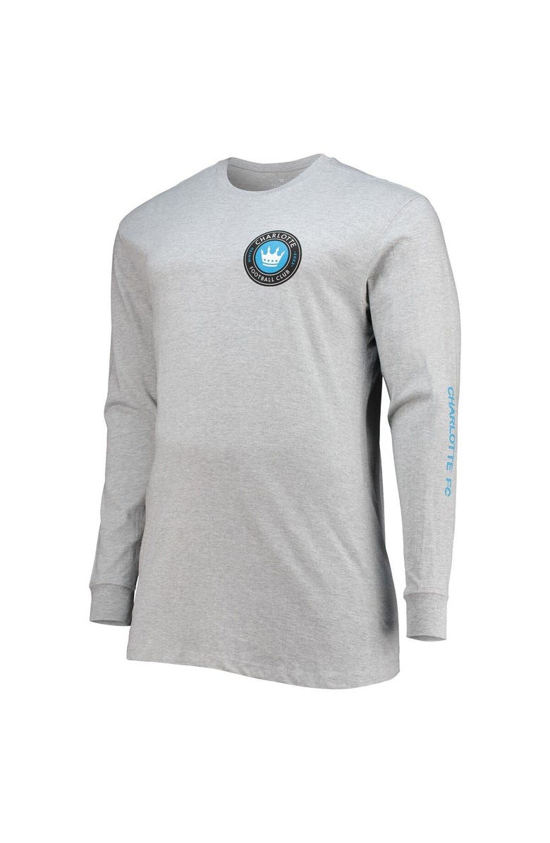 PROFILE Men's Heathered Gray Charlotte FC Big & Tall Combo Long Sleeve T-Shirt, Alternate, color, Heather Gray