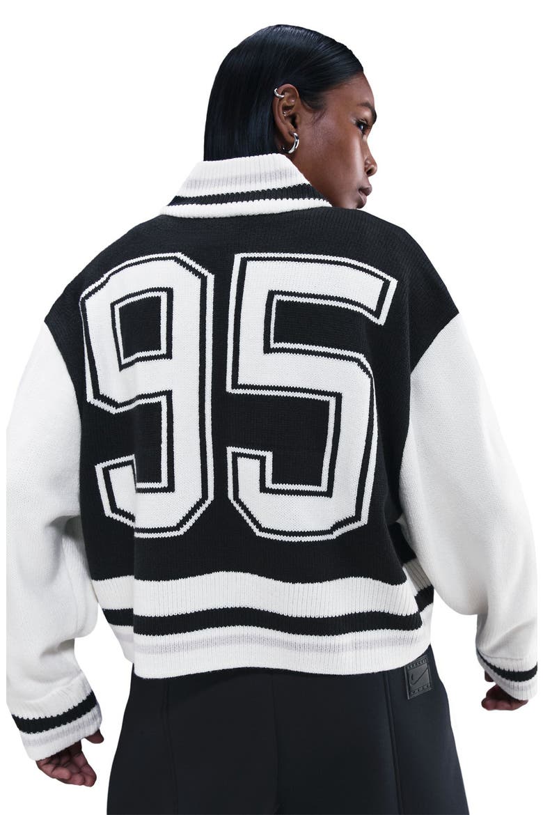 Sportswear Street Bomber Cardigan, Alternate, color, BLACK/ SAIL/ VAST GREY/ SAIL