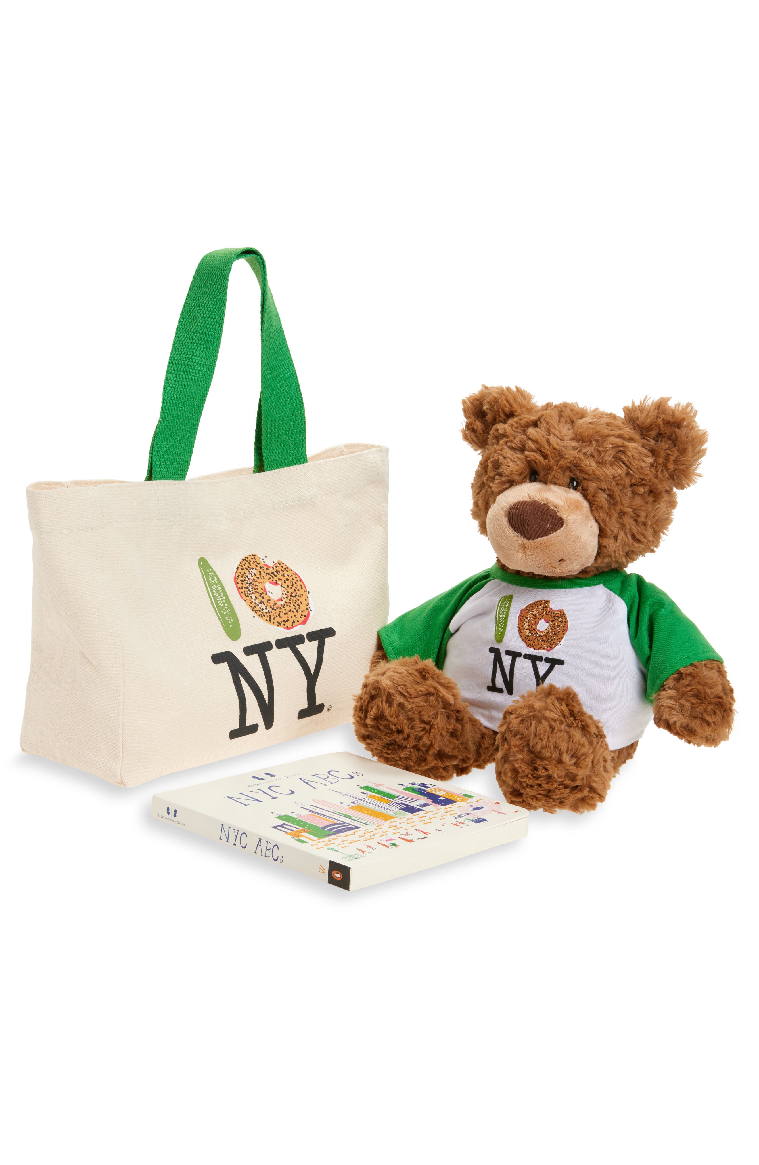 PiccoliNY Tote, Book and Teddy Bear Stuffed Animal Set, Main, color, Pickle