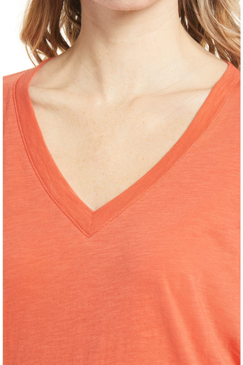Whisper Cotton V-Neck T-Shirt, Alternate, color, RUSTED CLAY