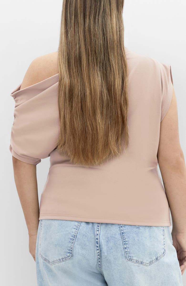 City Chic Imani One-Shoulder Top, Alternate, color, Taupe