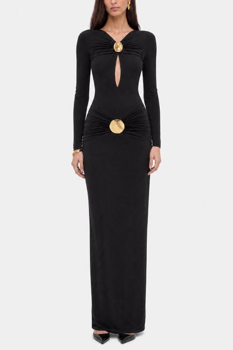 Cut Out Disc Detail Maxi Dress