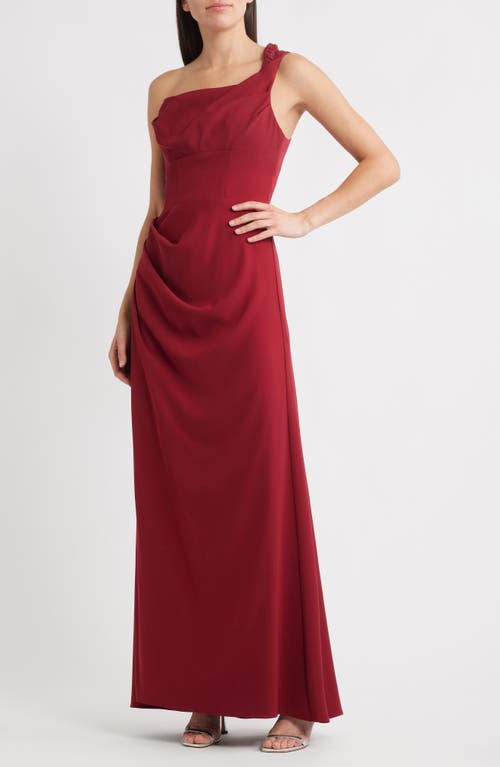 Black Halo Marion One-shoulder Gown In Red
