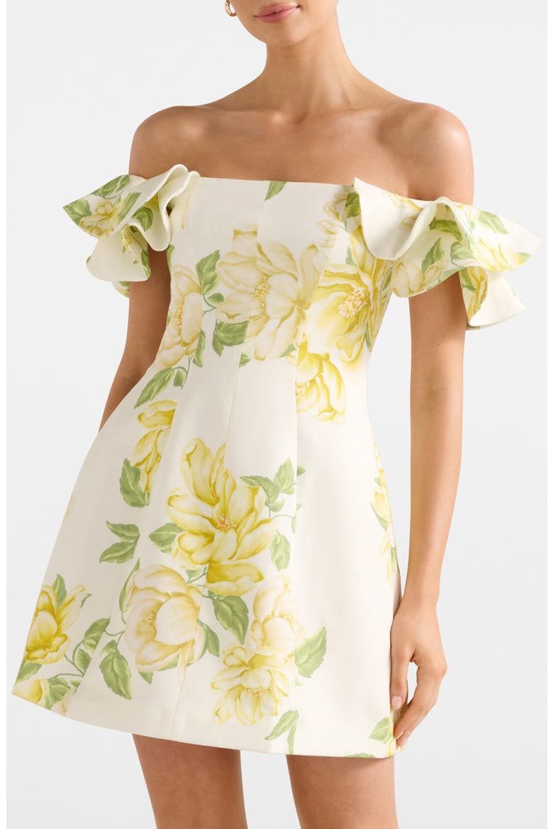 kensie off the shoulder dress Kenzie Floral Off the Shoulder Linen Blend Minidress (Women)