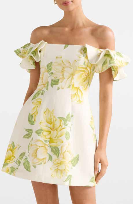 Kenzie Floral Off the Shoulder Linen Blend Minidress