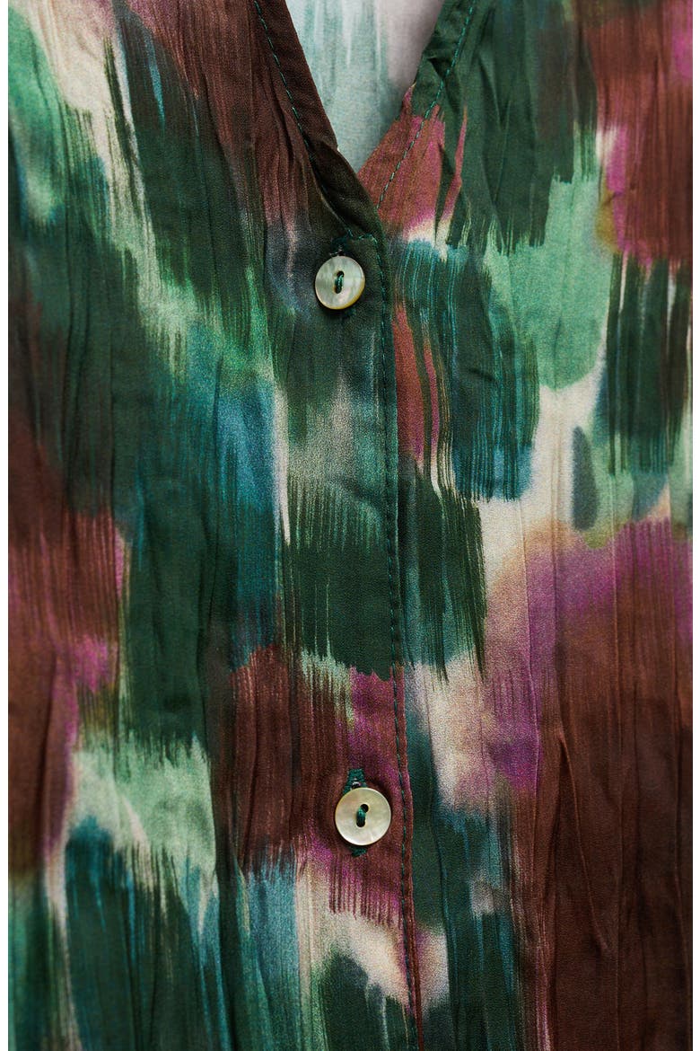 Abstract Print Long Sleeve Button-Up Top, Alternate, color, GREEN