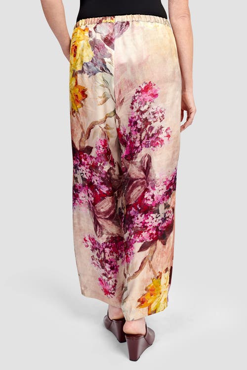 Alembika Rose-colored Flowers Pull-on Dress Pants In Multi