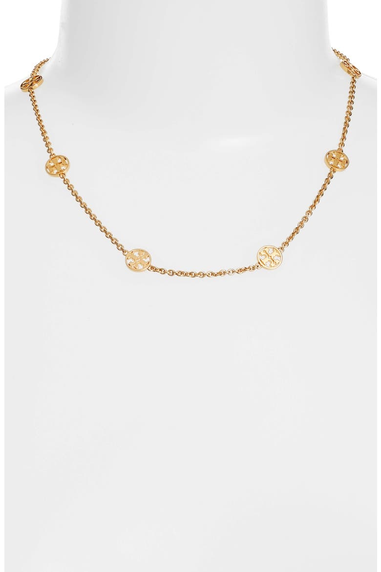 Logo Station Necklace, Main, color, TORY GOLD