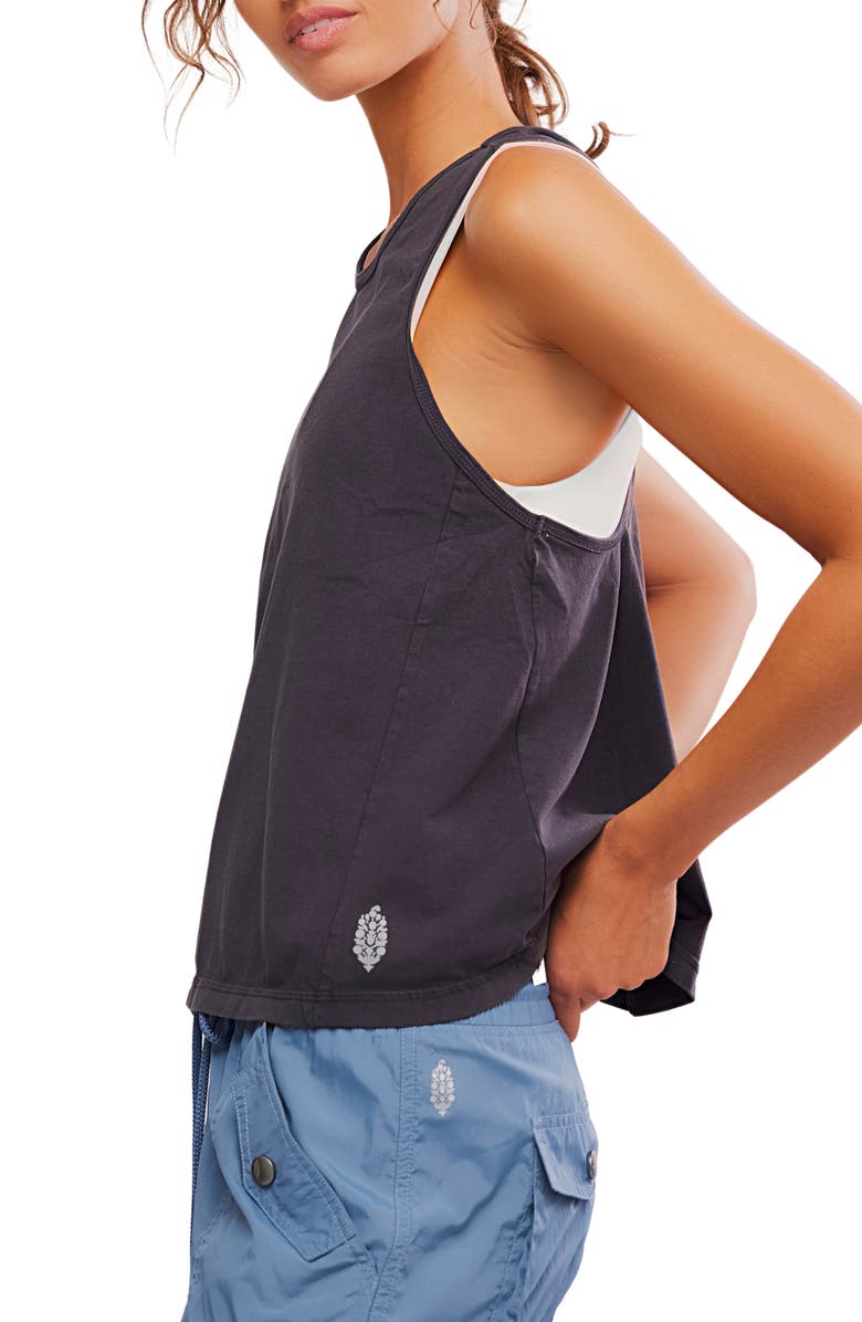 Free People Hot Shot Twist Back Tank, Alternate, color, Black