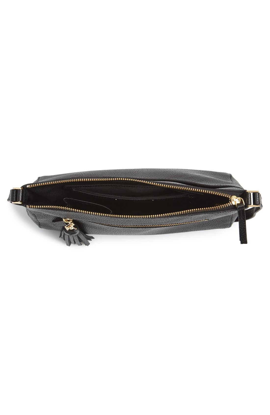 Halogen Tassel Leather Crossbody Bag, Alternate, color, BLACK