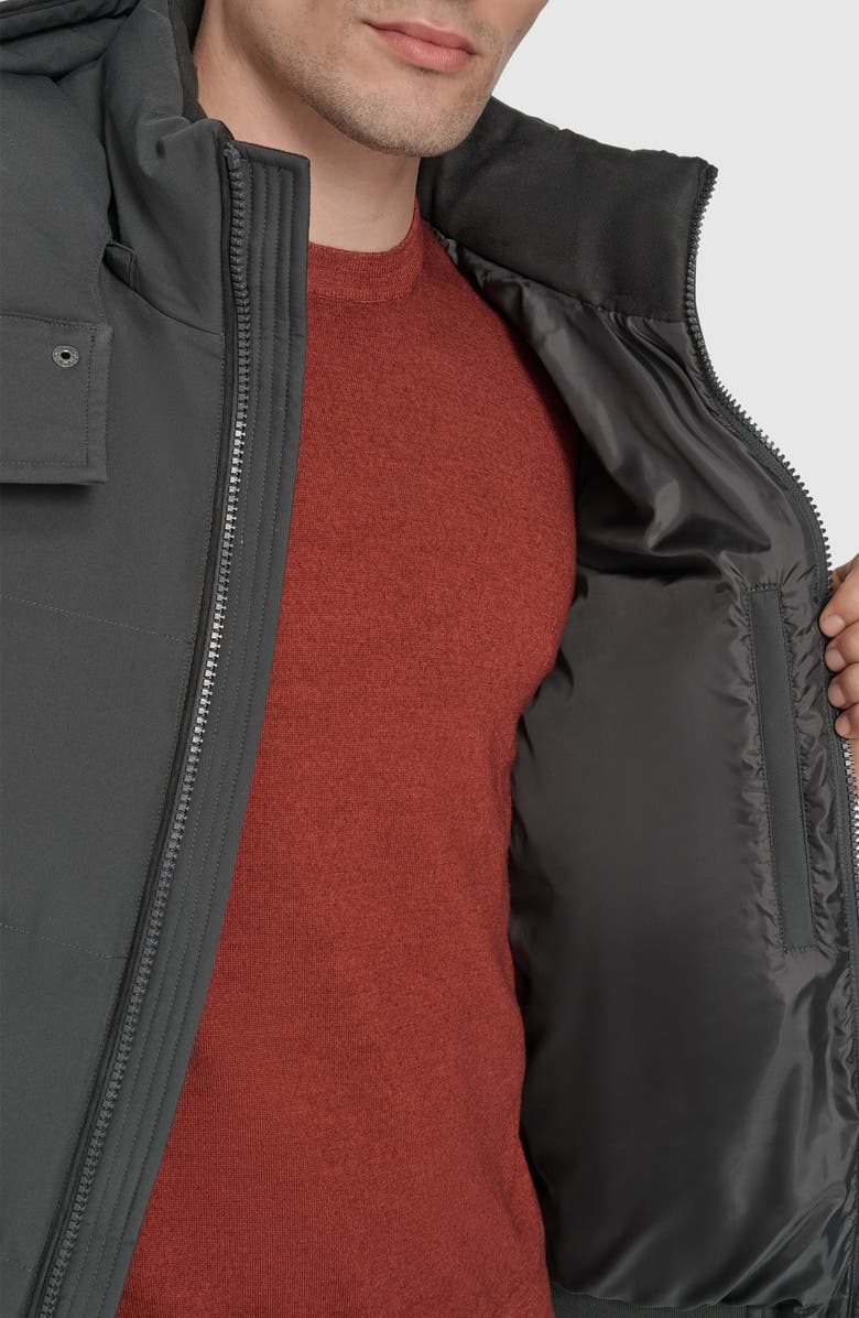 Andrew Marc Langham Water Resistant Hooded Puffer Bomber Jacket, Alternate, color, Charcoal