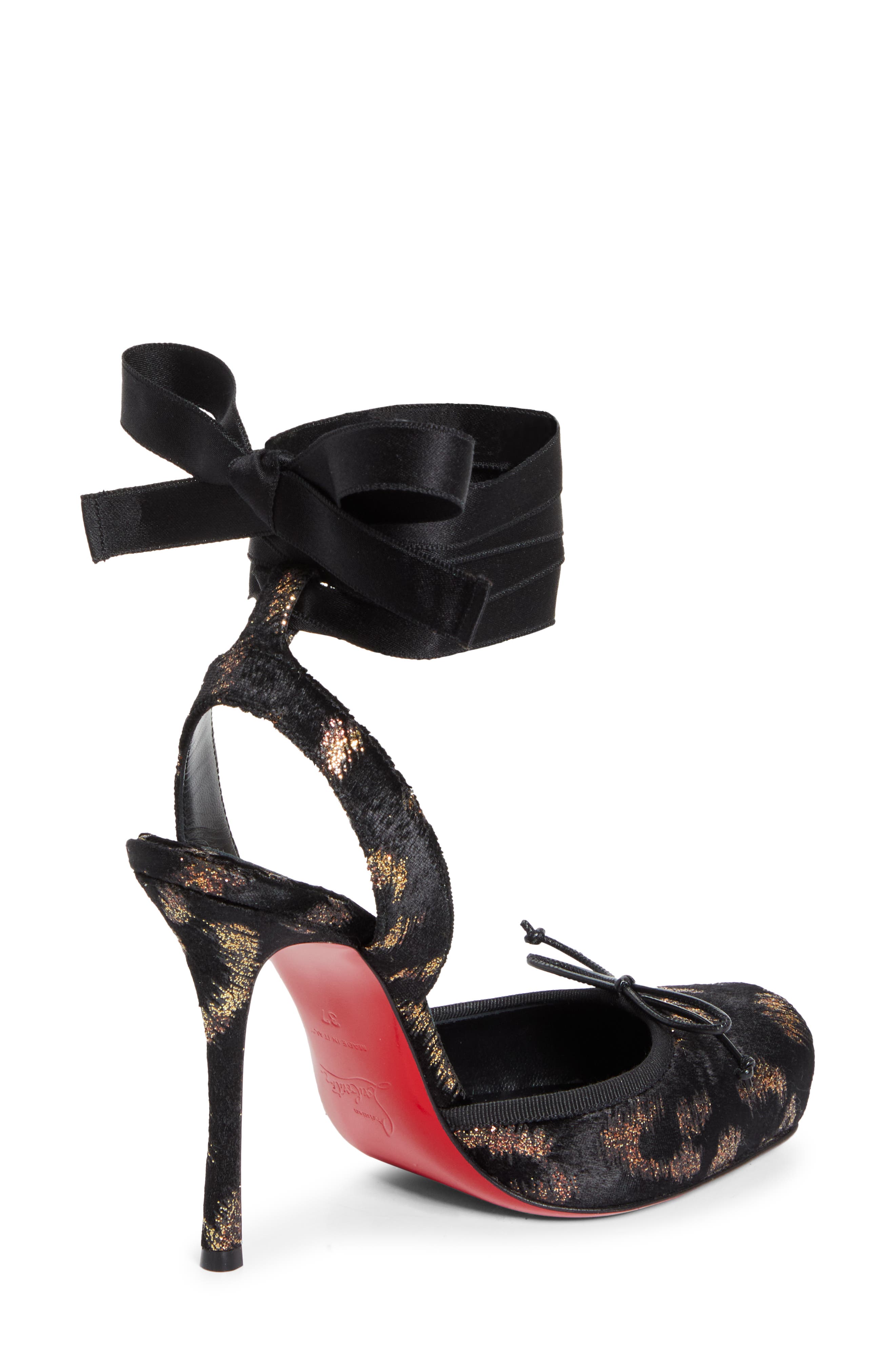 Christian Louboutin Cassia Ankle Tie Pump, Alternate, color, Black Copper