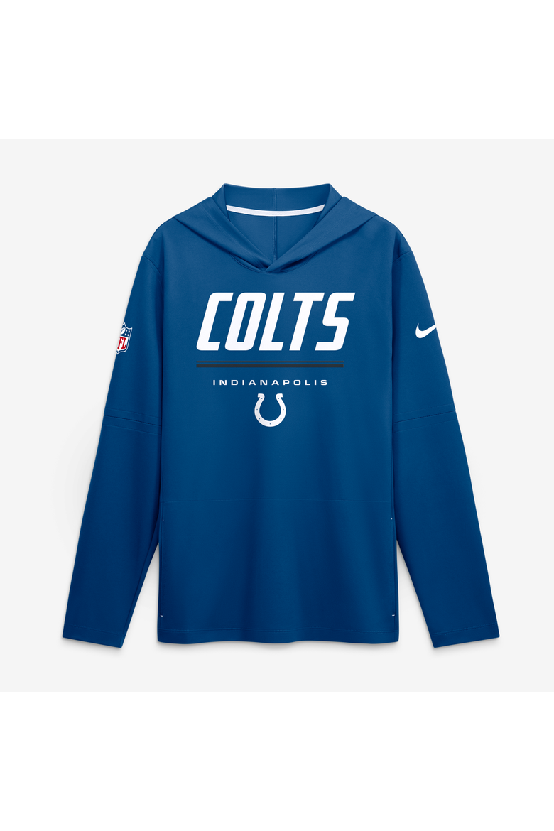 Men's Nike Royal Indianapolis Colts Sideline Game On Lightweight Long Sleeve Hooded Dri-FIT Top, Main, color, Royal