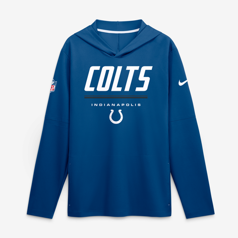 Men's Nike Royal Indianapolis Colts Sideline Game On Lightweight Long Sleeve Hooded Dri-FIT Top