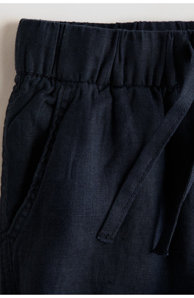 H&M Linen Trousers, Alternate, color, Navy Blue