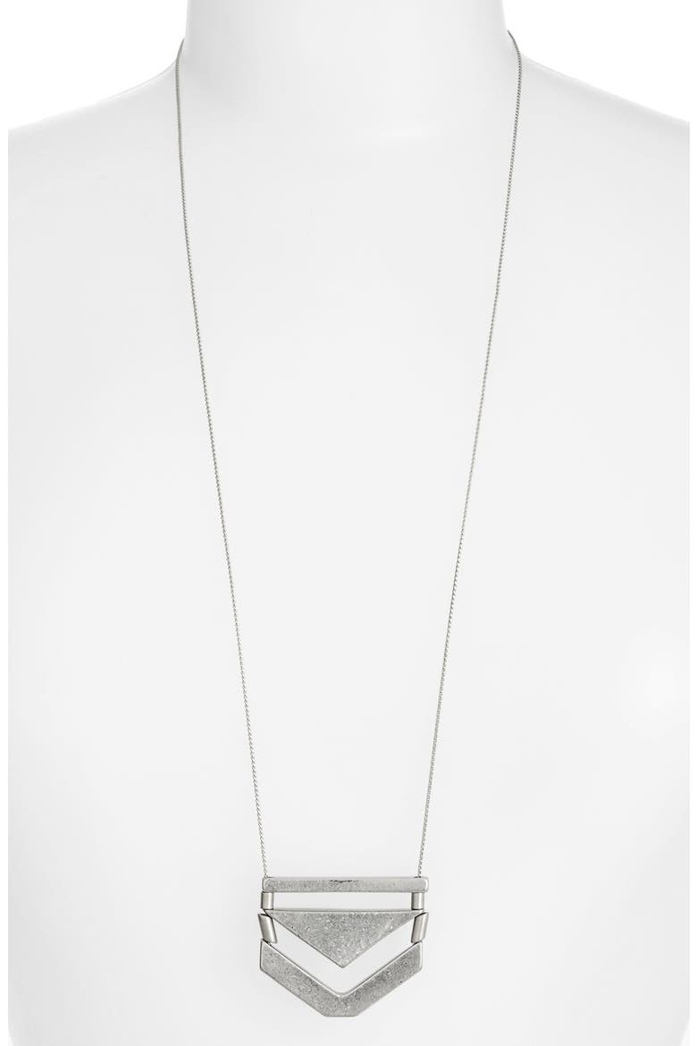 Chevron Pendant Necklace, Main, color, SILVER