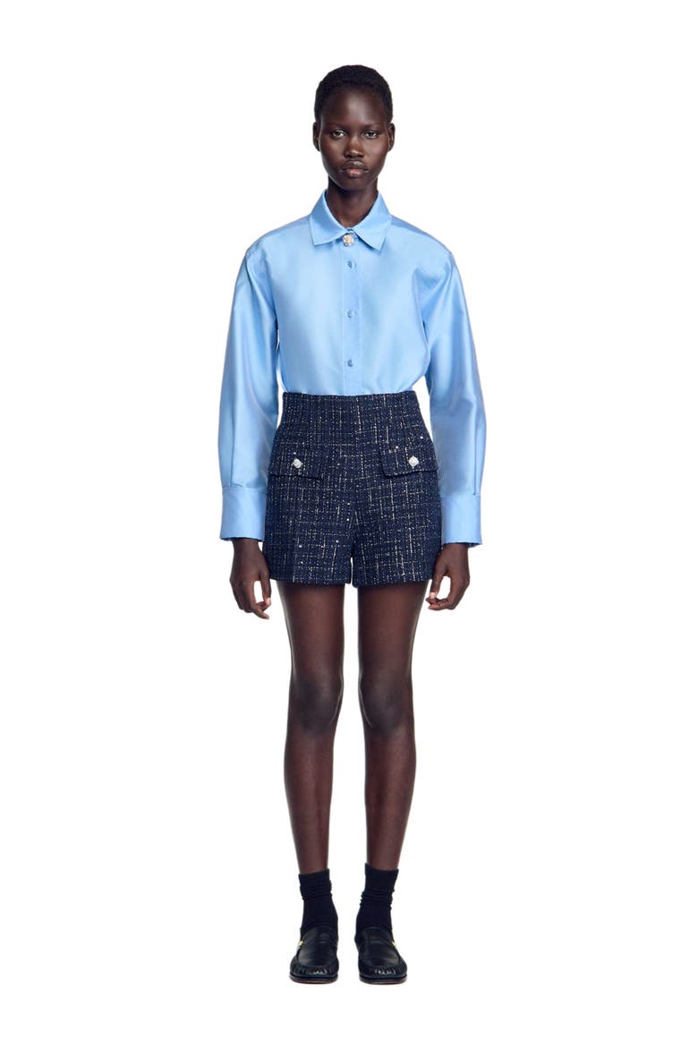 Decorative Tweed Shorts, Main, color, Blue