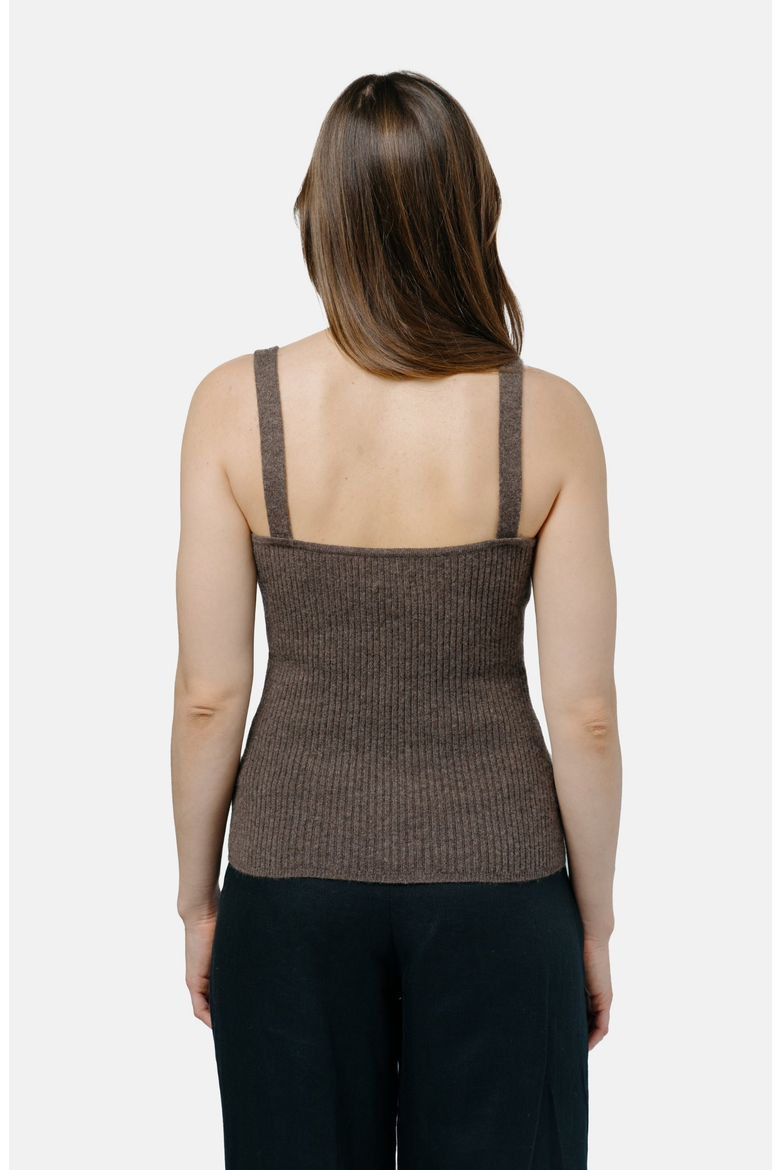 Ulaanbaatar Strap Top, Alternate, color, Brown Melange