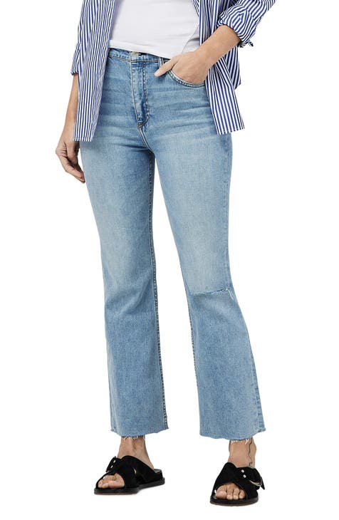 Casey Raw Hem High Waist Ankle Flare Jeans (Lucy)