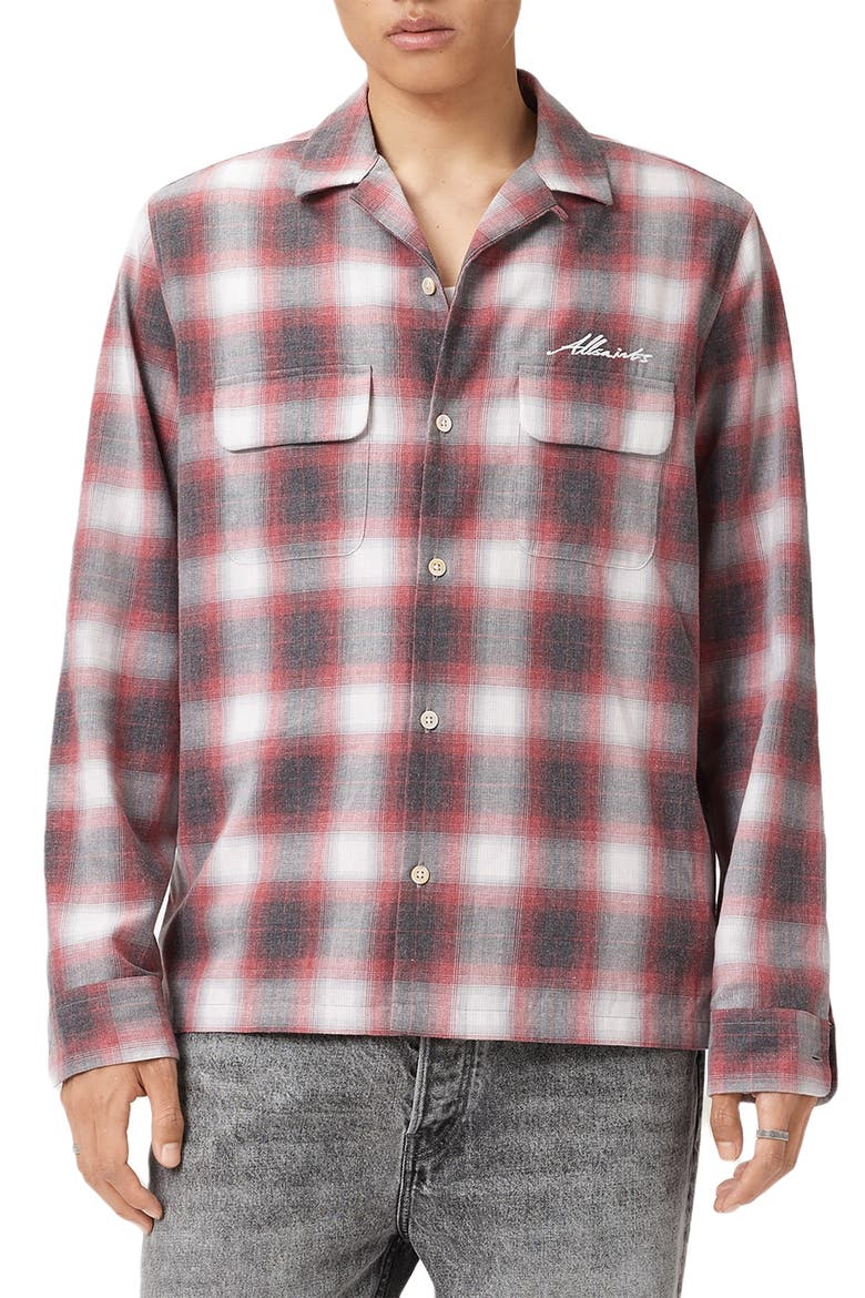 Shams Long Sleeve Button-Up Shirt, Main, color, CLARET RED