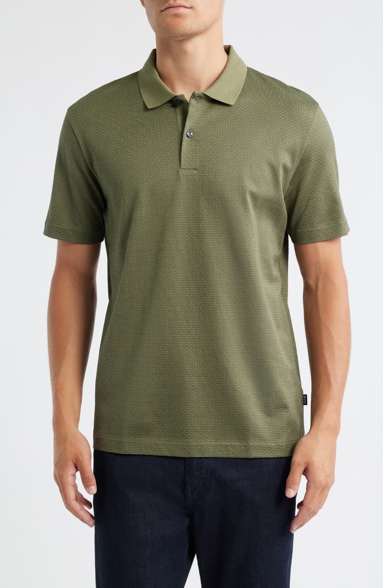BOSS Parlay Geo Pattern Cotton Polo, Main, color, Medium Green