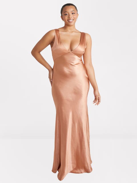 Twist Back Satin Bridesmaid Dress