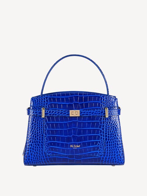 Manhattan Croc Embossed Leather Top Handle Bag