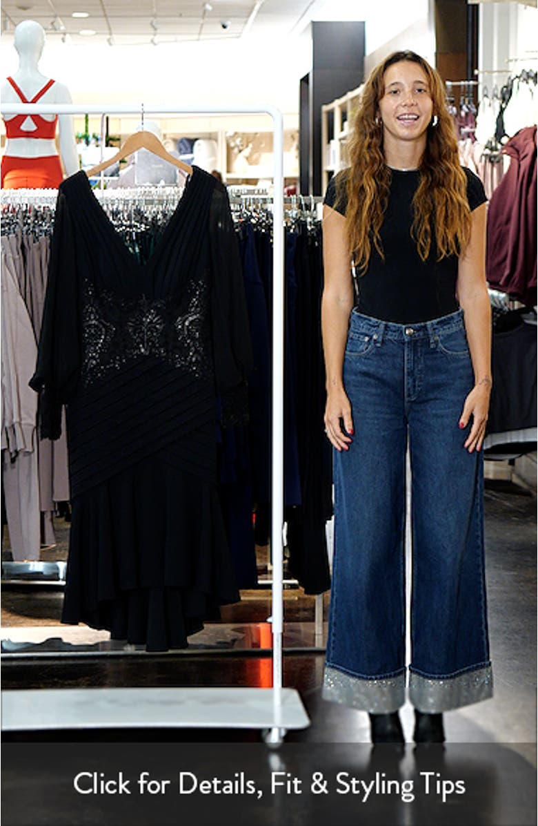 Sequin Lace Detail Long Sleeve High-Low Cocktail Dress, sales video thumbnail