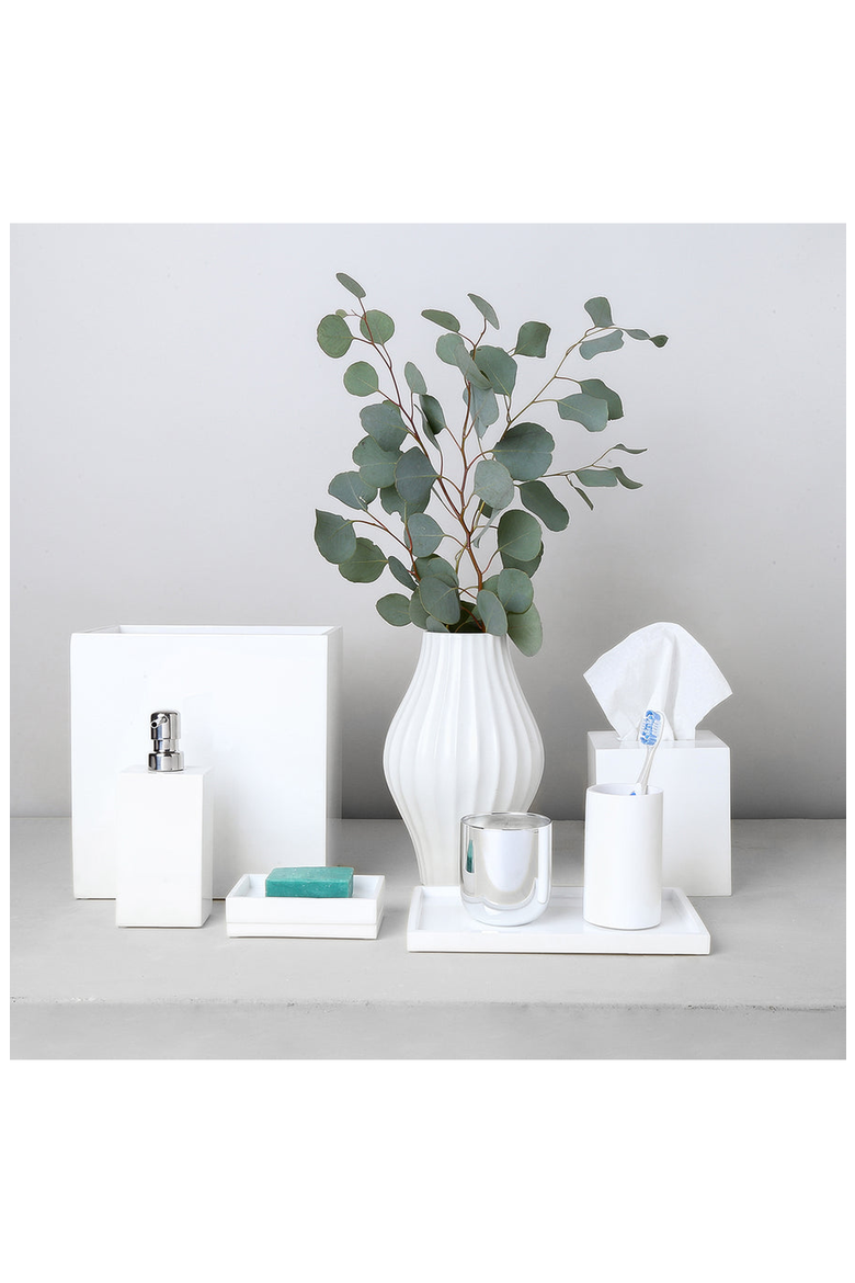 Lacquer Wastebasket, Alternate, color, White