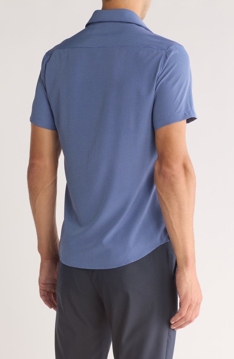 DENIM AND FLOWER Micro Print Short Sleeve Button-Up Shirt, Alternate, color, Blue/ White