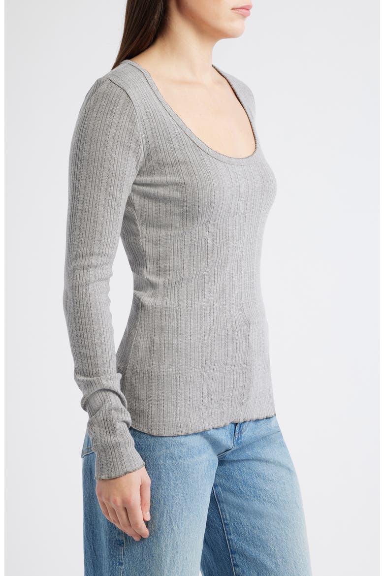 Paradise Pointelle Organic Cotton Blend Long Sleeve T-Shirt, Alternate, color, MEDIUM GREY HEATHER