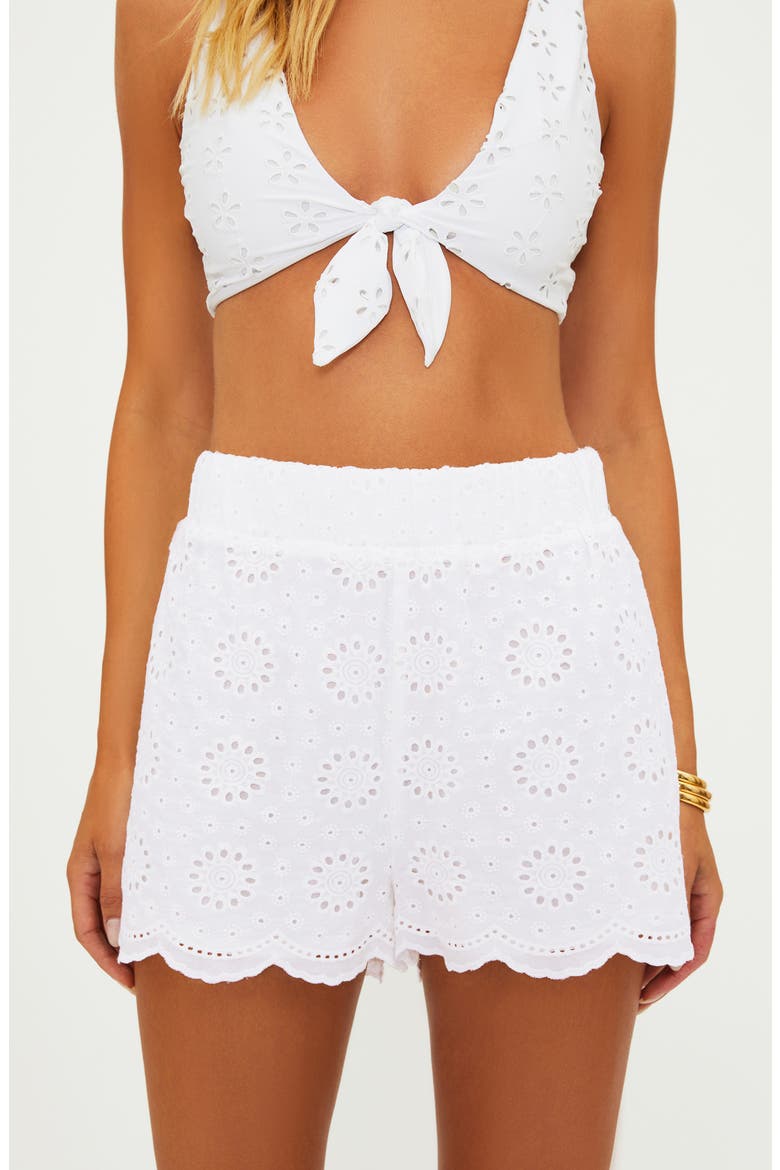 Aurelia Cotton Eyelet Cover-Up Shorts, Alternate, color, WHITE MAGNOLIA EYELET