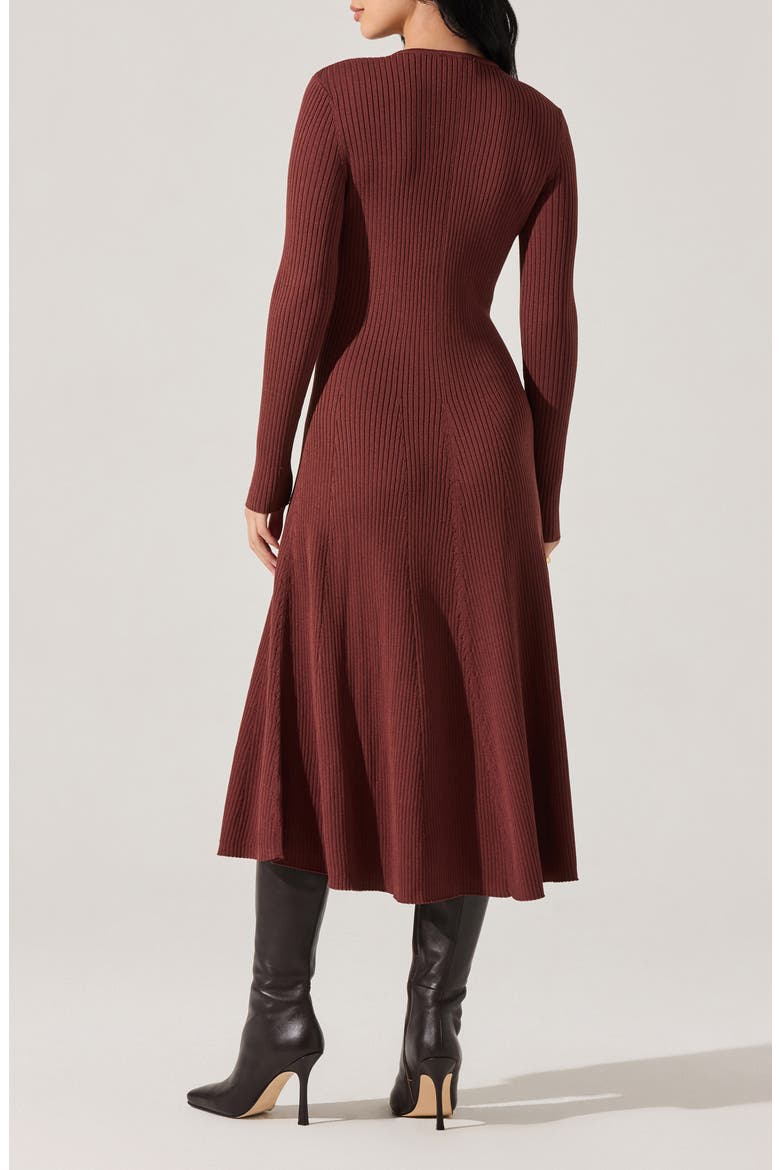 Fallyn Rib Long Sleeve Sweater Dress, Alternate, color, BROWN