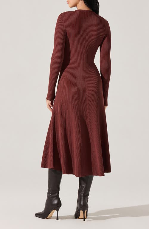 Astr The Label Fallyn Rib Long Sleeve Sweater Dress In Brown