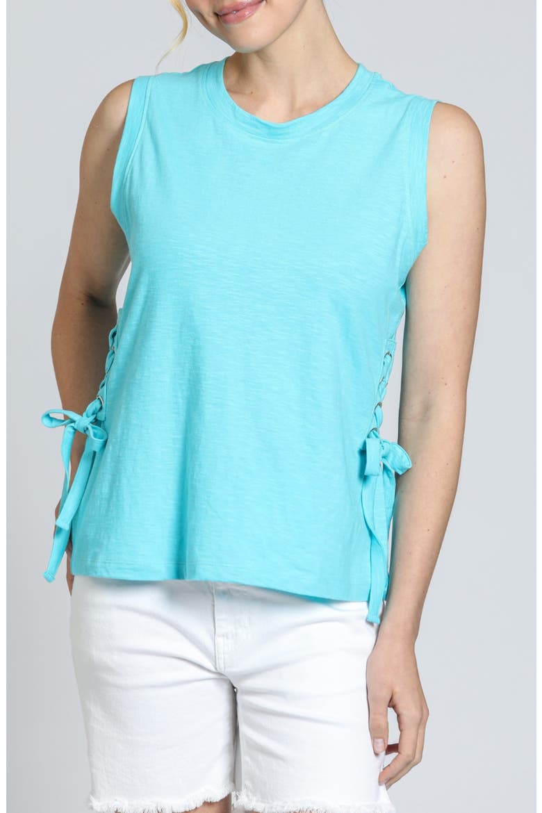 Side Laced Cotton Tank, Main, color, CAPRI