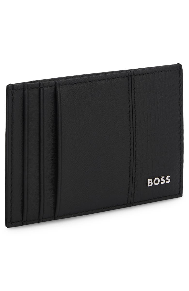 HUGO New Crosstown Leather Card Case, Alternate, color, Black
