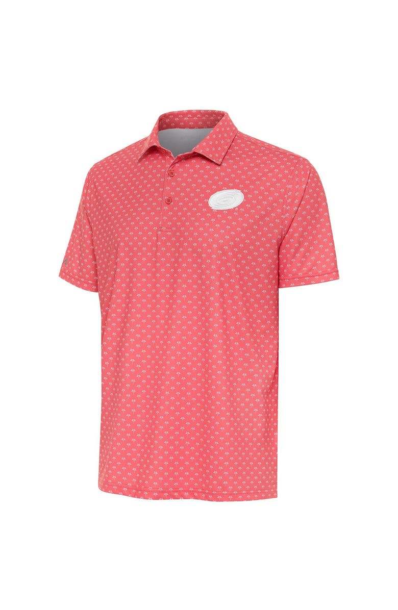ANTIGUA Men's Antigua Coral Carolina Hurricanes White Logo Kona Polo, Main, color,