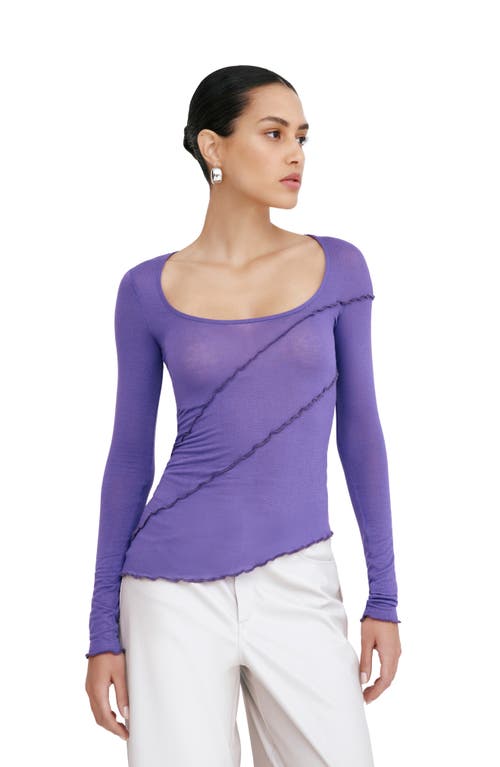 Marcella Melody Ruffle Seam Semisheer Jersey Top In Purple
