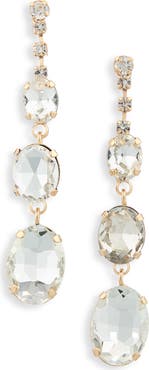 CRISTABELLE Oval Sparkle Linear Drop Earrings