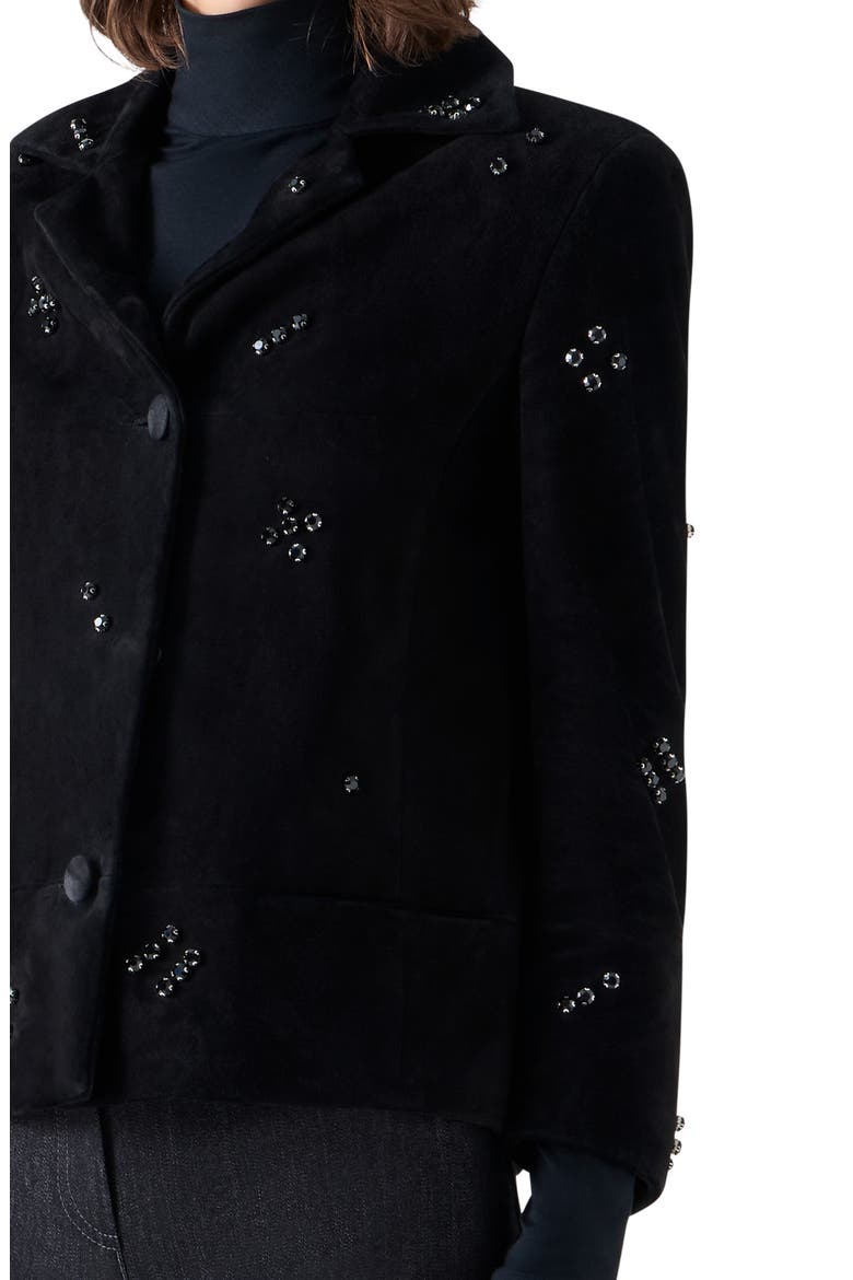 Embellished Suede Jacket, Alternate, color, BLACK